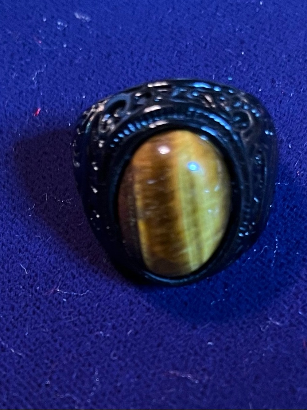 Tiger Eye Stone Men's Statement Ring in Black